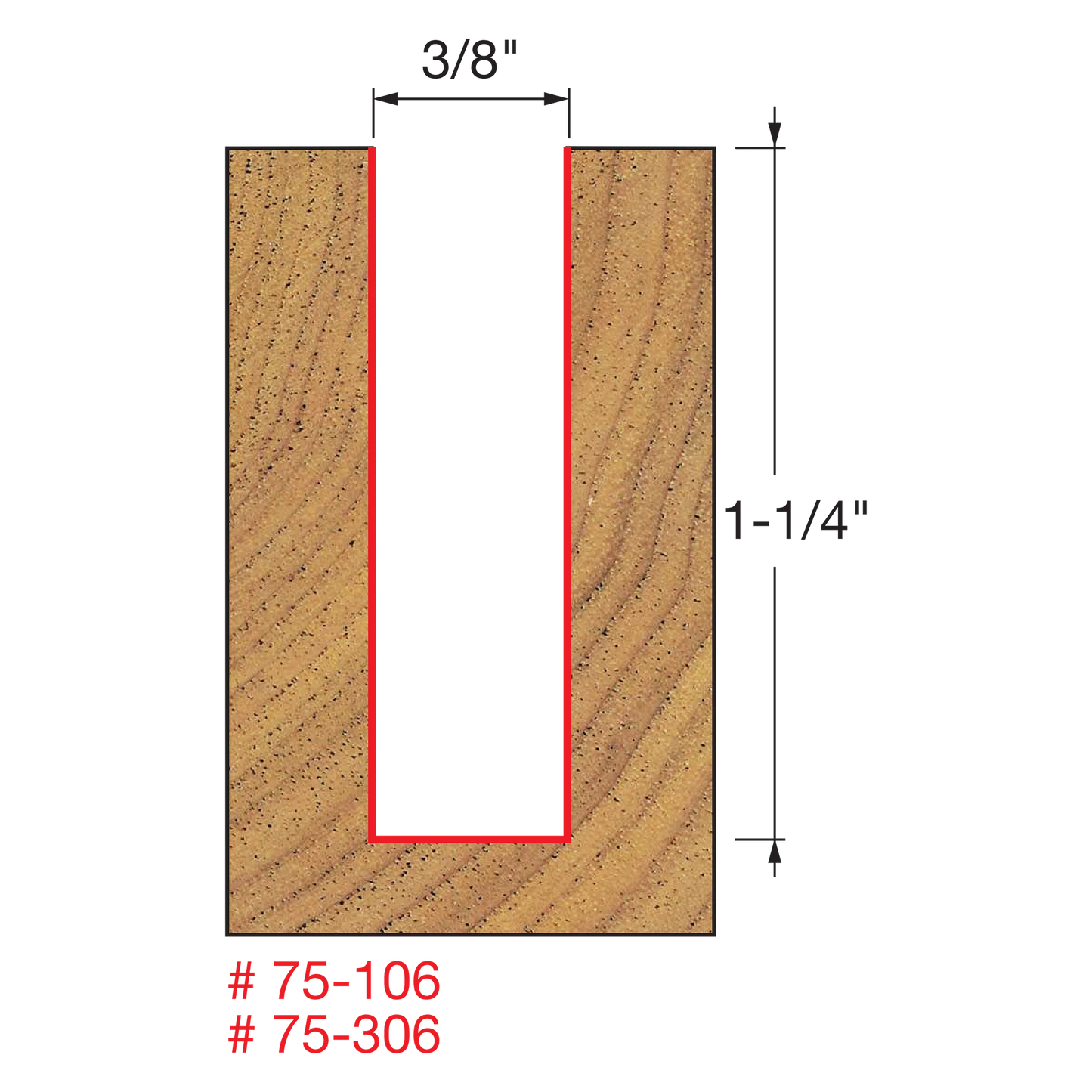 Freud 75-106, Carbide Router Bit - 3/8" x 3" Up Spiral / Double Flute Router Bit (1/2" Shank)