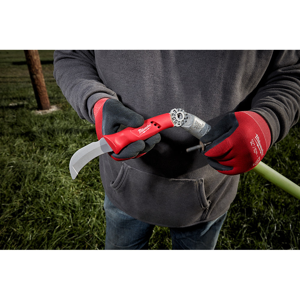 Milwaukee 48-22-1923, Lineman’s Blunt Tip Hawkbill Knife w/ STICKWORK™ 3in1 Ring