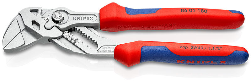 Knipex 86 05 180 SBA, 7 1/4 in, Pliers Wrench, Chrome, Multi-Component