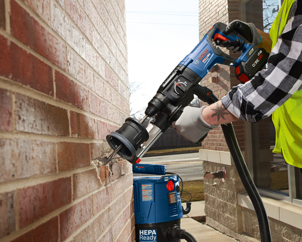 BOSCH GBH18V-26DK24, 18V Brushless 1" SDS-plus® D-Handle Rotary Hammer w/ (2) 8.0 Ah CORE Performance Batteries