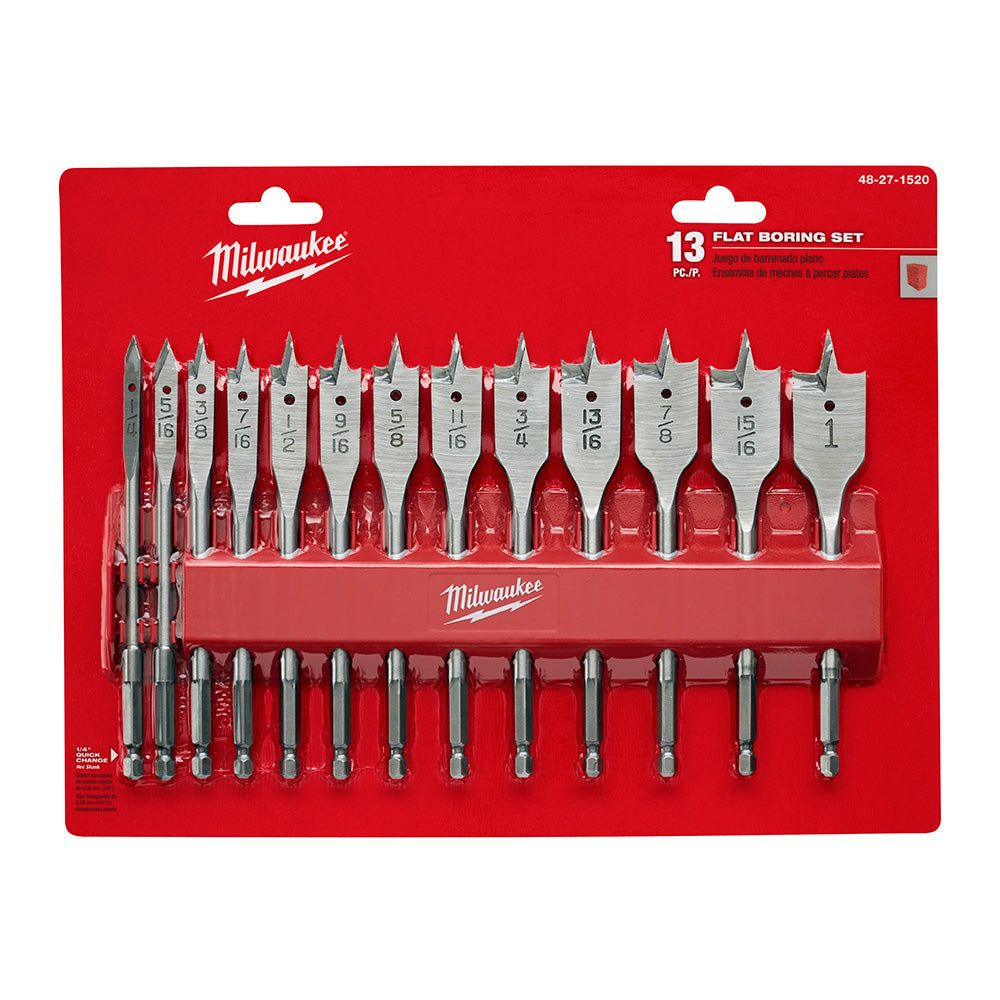 Milwaukee 48-27-1520, 13 PC Flat Boring Bit Set