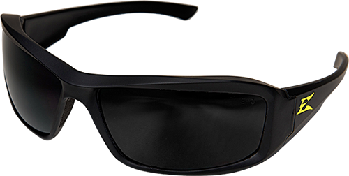 Edge Eyewear TXB436-E1, Brazeau Torque, Matte Black Frame, Yellow Logo/Smoke Lens (Polarized)