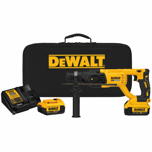 DEWALT DCH133M2, 20V MAX XR Brushless 1'' D-Handle Rotary Hammer Kit