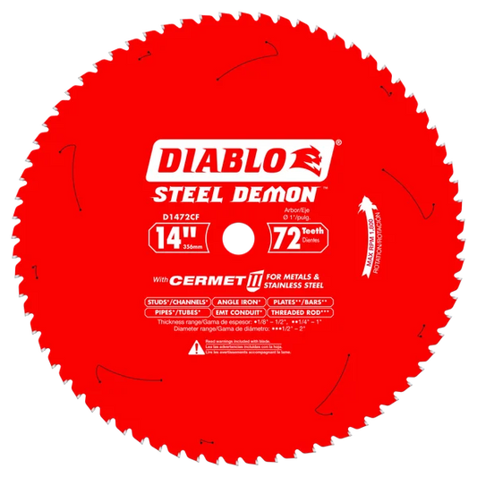 Diablo D1472CF, 14 in. x 72 Tooth Cermet II Saw Blade for Metals and Stainless Steel