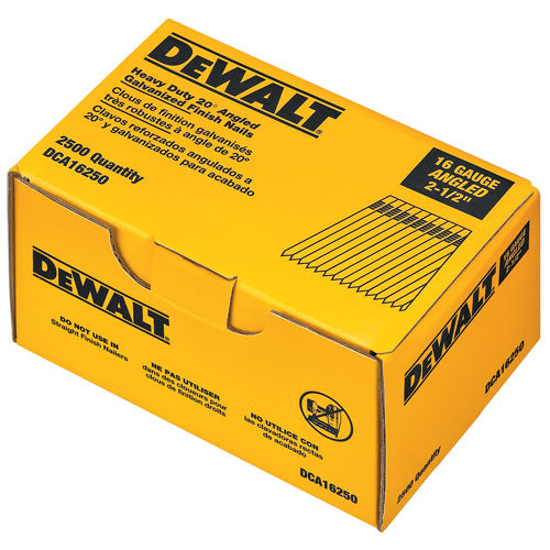 DEWALT DCA16250, 16 Gauge Angled Finish Nail 2-1/2'' (2,500 pc)