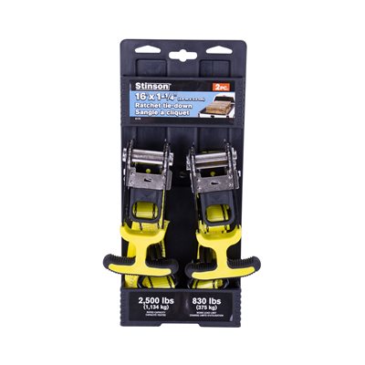 Stinson 406172, T-Handle Ratchet Tie-Downs 1-14/" x 16' (2/pkg)