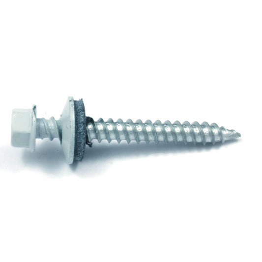 Reliable RSZ9112BRVP, Colored Roof Metal Screw, Hex Head with Steel and Neoprene Washer, Self-Tapping Thread, Type A Point, #9 X 1-1/2" White (Box of 100)