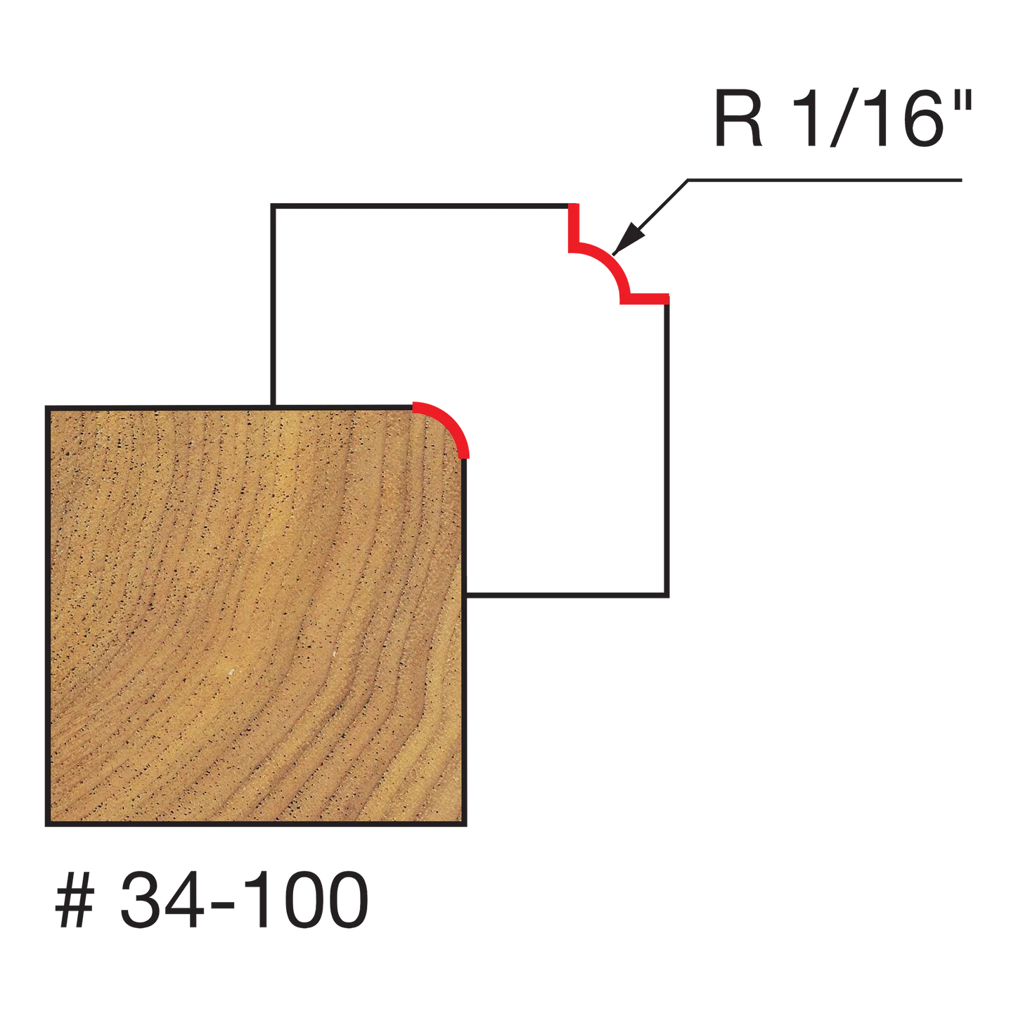 Freud 34-100, 1/16" Rounding Over Bit (1/4" Shank)