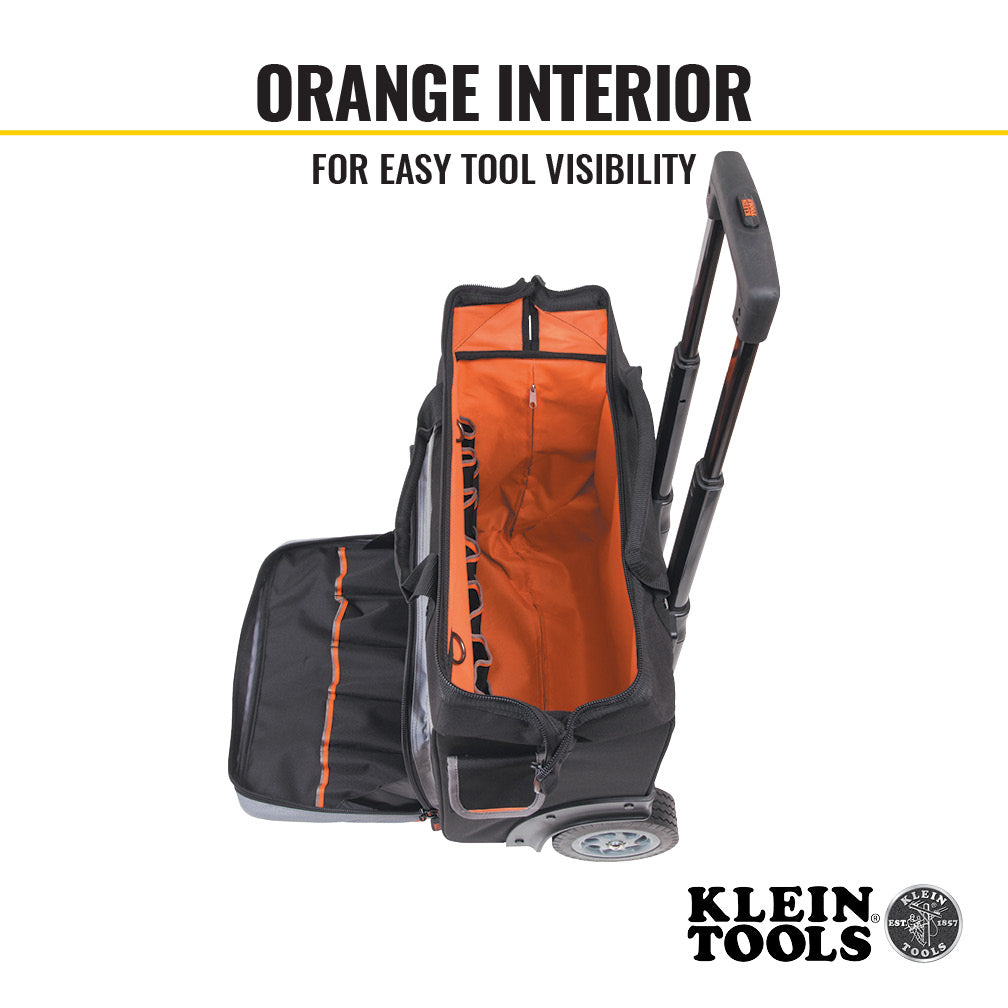 Klein Tools 55452RTB, Tool Bag, Tradesman Pro™ Rolling Tool Bag, 24 Pockets, 19-Inch