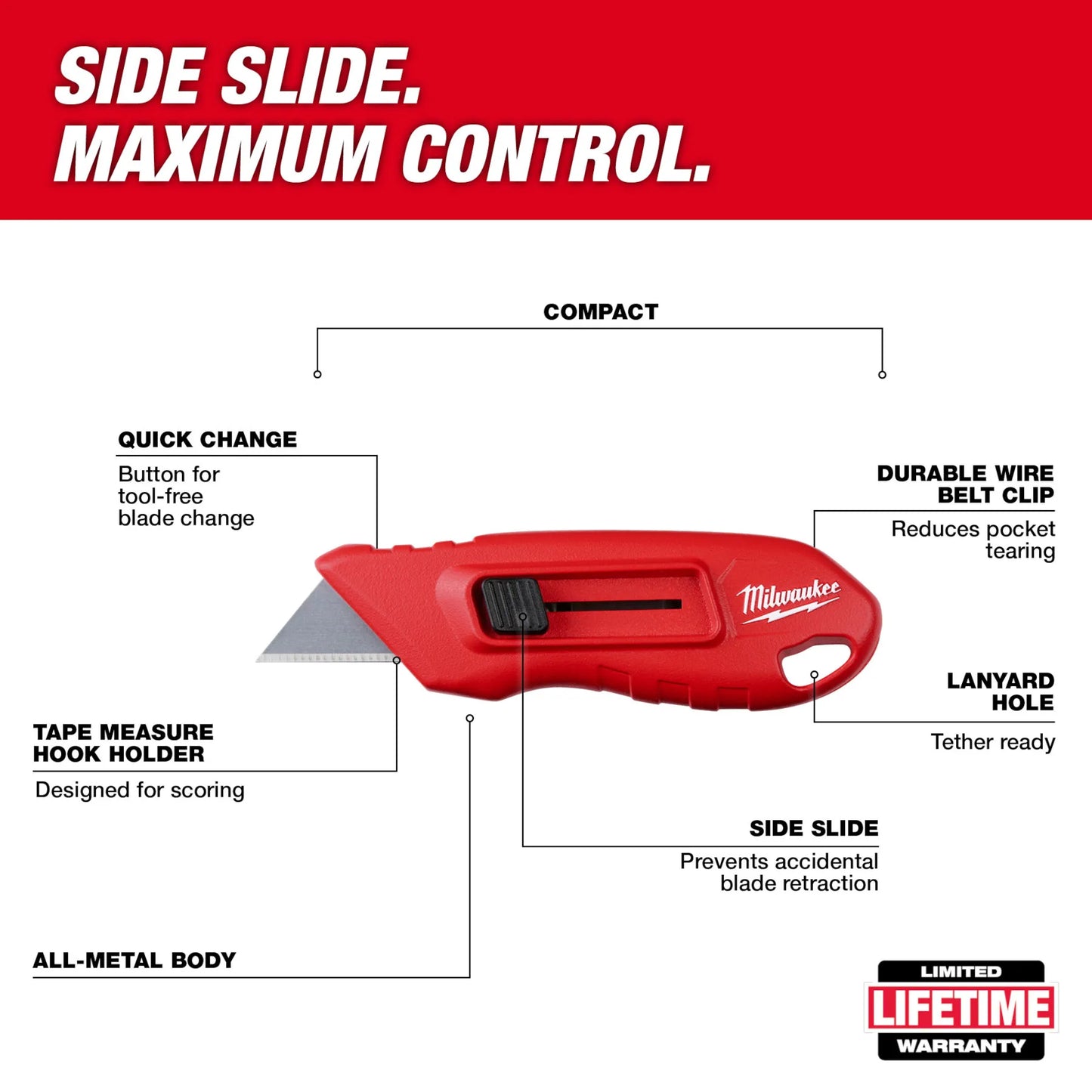 Milwaukee 48-22-1516, Compact Side Slide Utility Knife