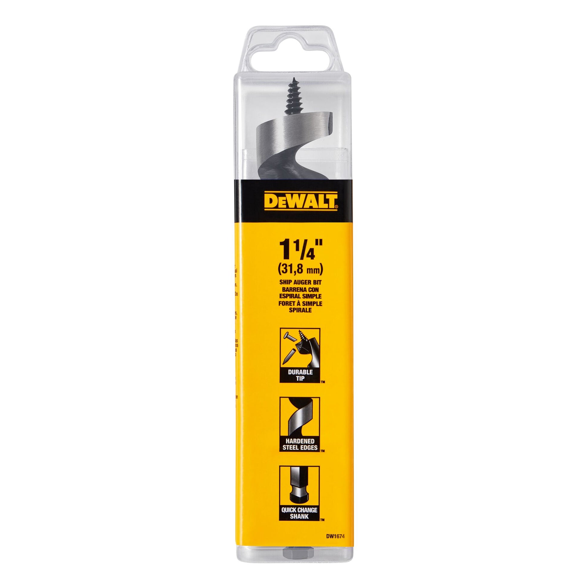 DEWALT DW1674, 1-1/4'' X 6'' Power Auger Bit