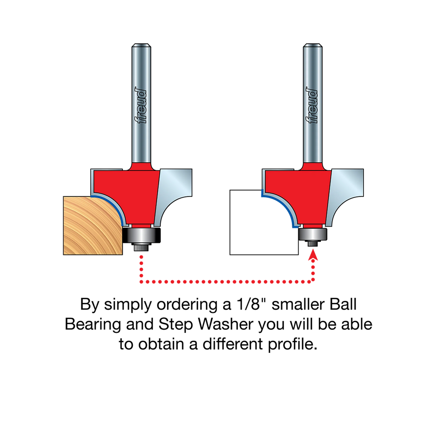 Freud 34-108, Carbide Router Bit - 7/8" x 2-3/16" Rounding Over Bit (3/16" Radius)