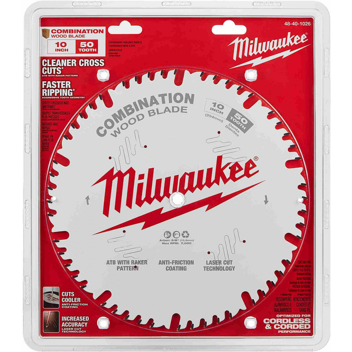 Milwaukee 48-40-1026, 10" 50T Combination Circular Saw Blade