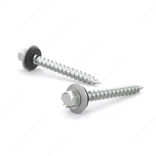 Reliable RSZ9112VP, Colored Roof Metal Screw, Hex Head with Steel and Neoprene Washer, Self-Tapping Thread, Type A Point, #9 X 1-1/2" Zinc (Box of 100)