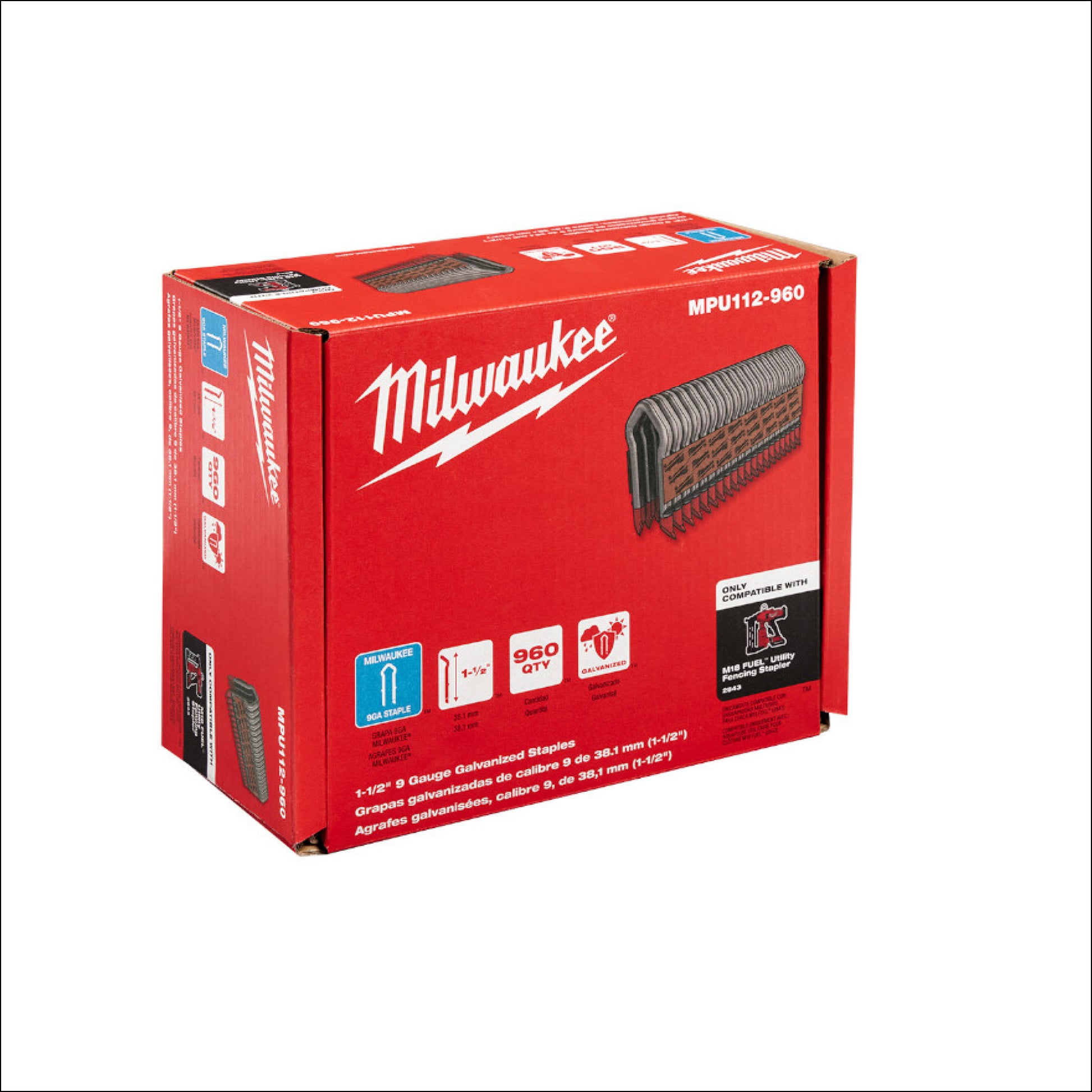 Milwaukee MPU112-960, 1.5 INCH 9 GAUGE GALVANIZED STAPLES