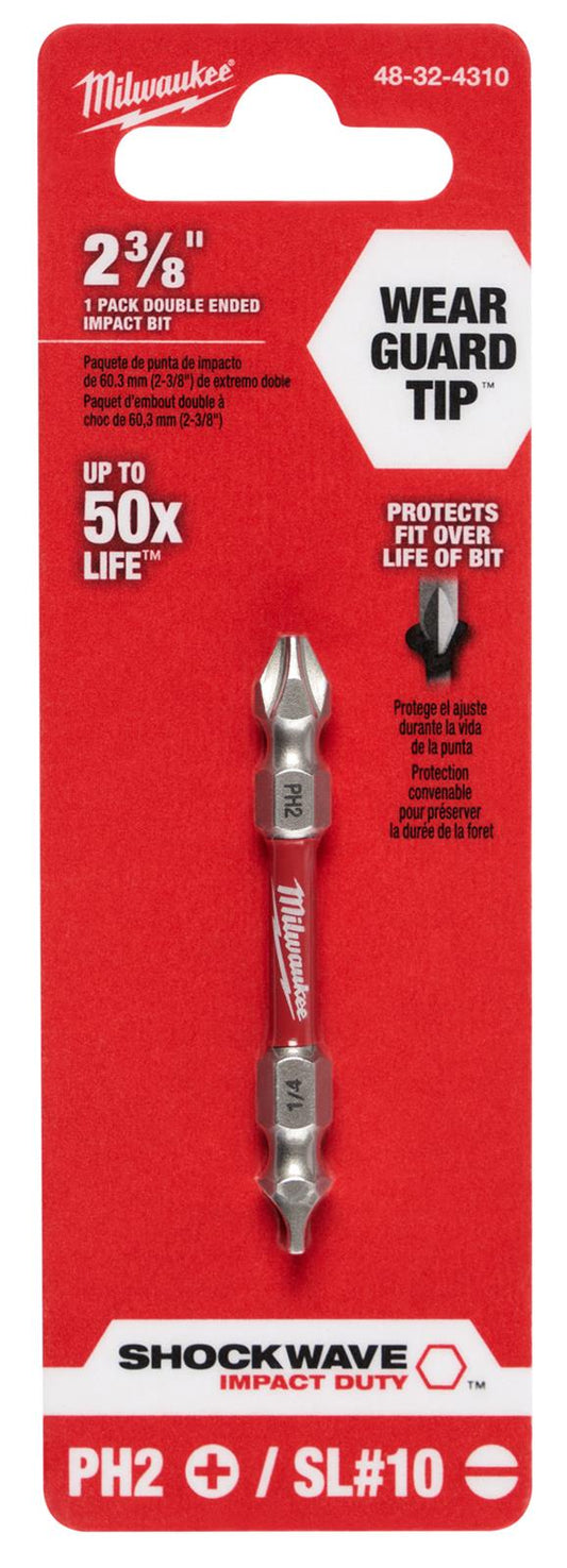 Milwaukee 48-32-4310, SHOCKWAVE PH2/SL1-4 IMPACT DOUBLE ENDED BIT