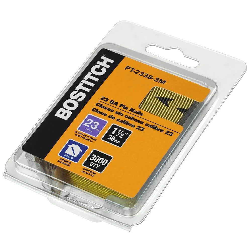 Bostitch PT-2338-3M, 23 Gauge 1-1/2" Pin Nails (3000 pcs)
