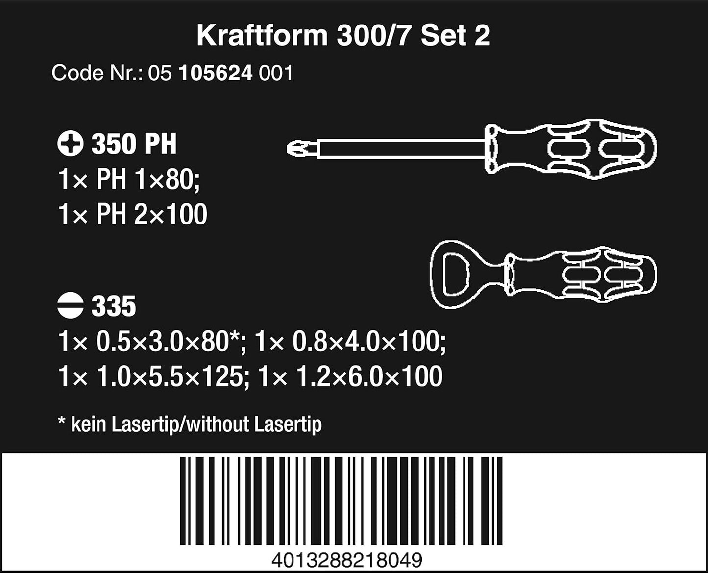 Wera 05105624001, KRAFTFORM 300/7 SET 2 SCREWDRIVER SET  KRAFTFORM PLUS, TEXTILE BOX