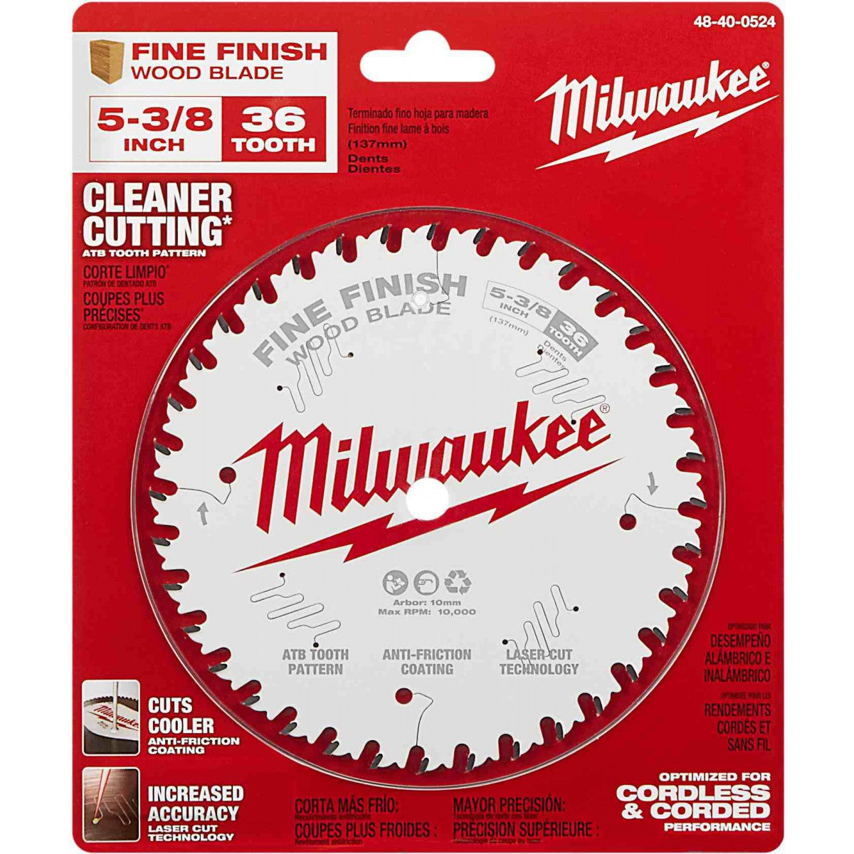 Milwaukee 48-40-0524, 5-3/8" 36T Fine Finish Circular Saw Blade