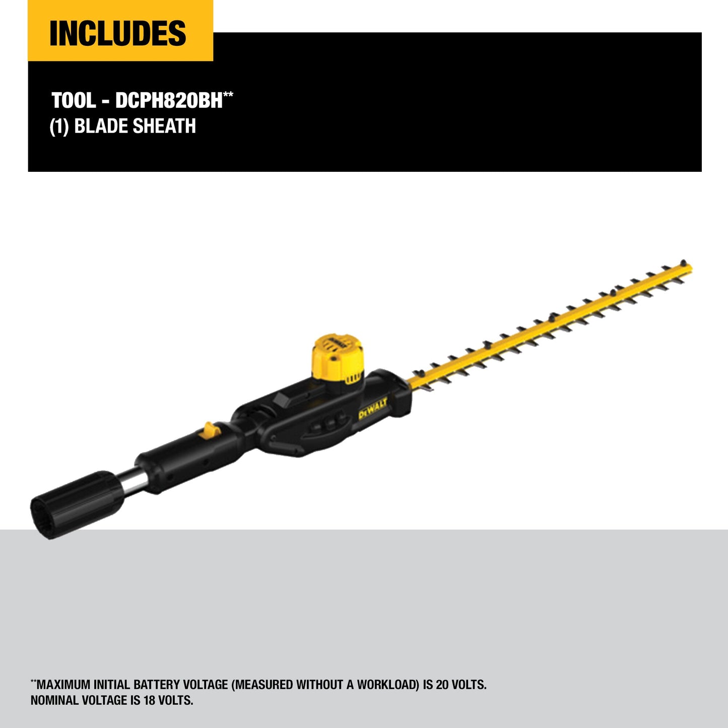 DEWALT DCPH820BH, Pole Hedge Trimmer Head with 20 MAX Compatibility