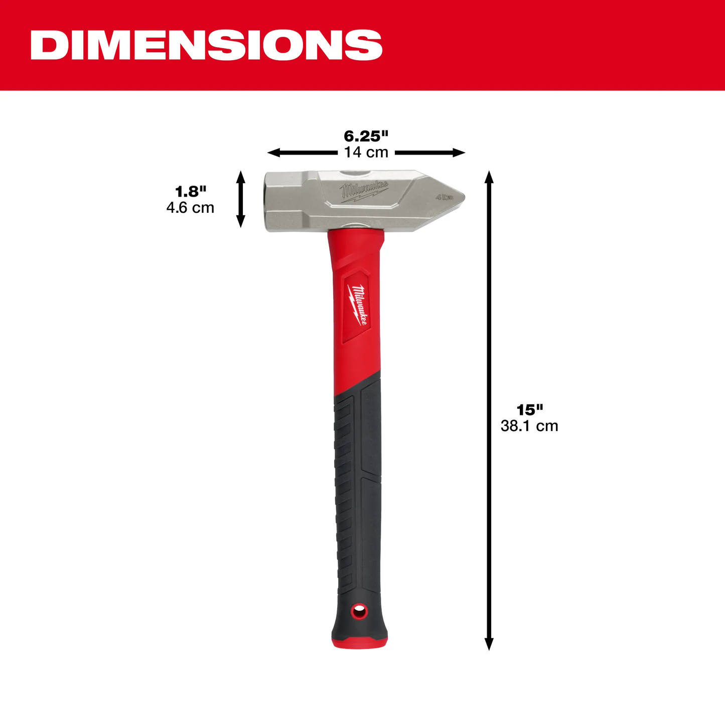 Milwaukee 48-22-9315, 4lb Fiberglass Cross Peen Hammer