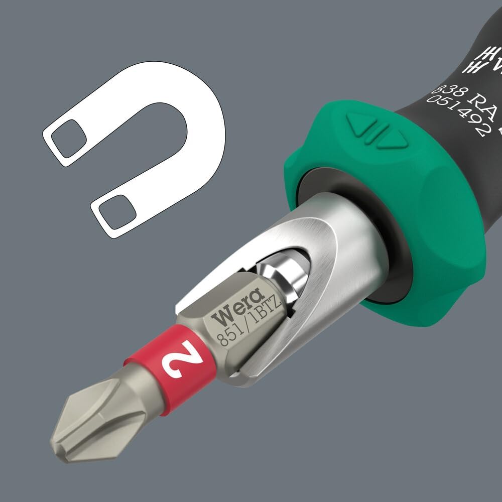 Wera 05051492001, 838 RA S Bitholding screwdriver with ratchet functionality, 1/4", 1/4" x 102 mm