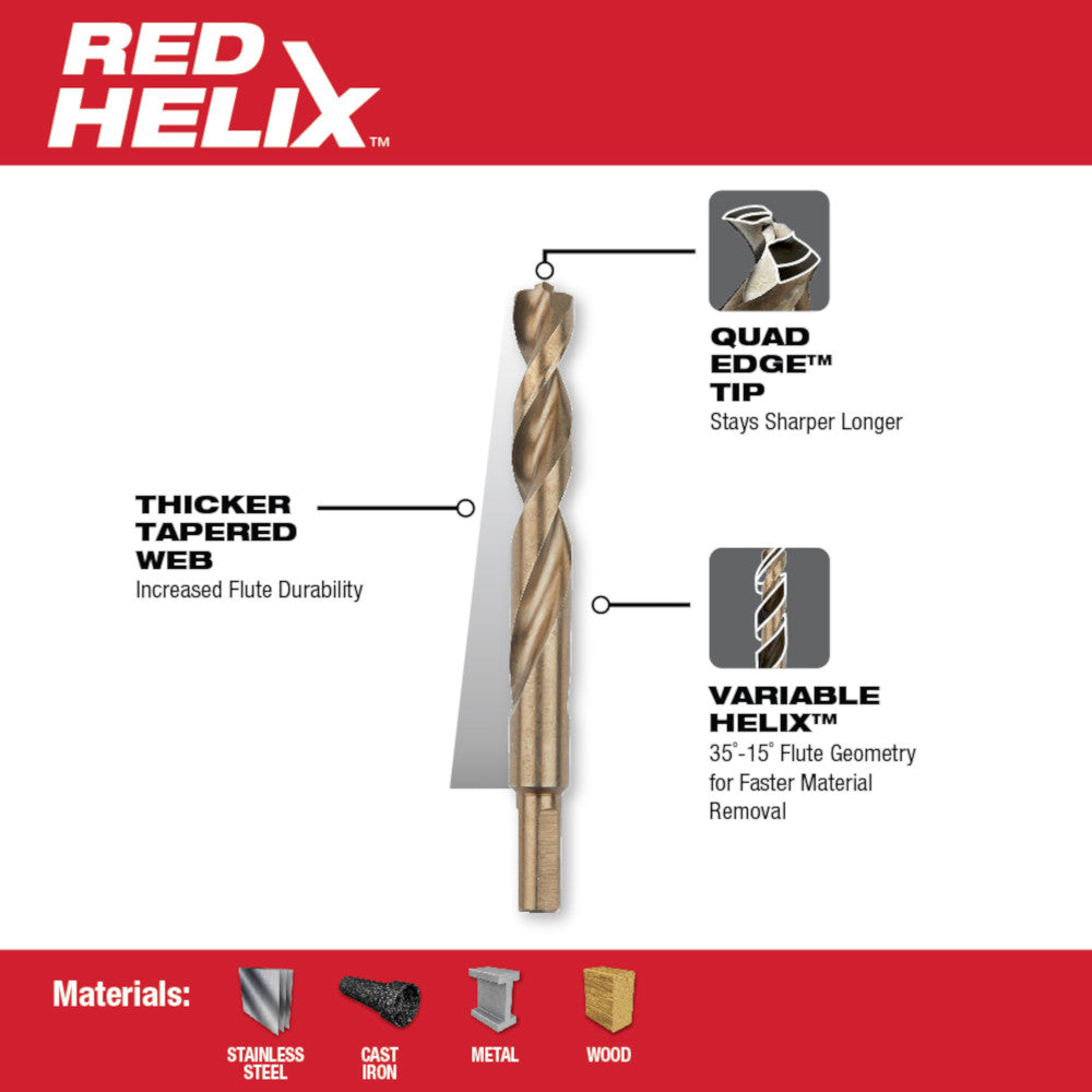 Milwaukee 48-89-2317, RED HELIX Cobalt Drill Bits 5/16''