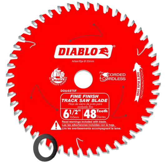 Diablo D0648TSF, 6-1/2" 48-Teeth Track Saw Blade for Fine Finish and Plywood