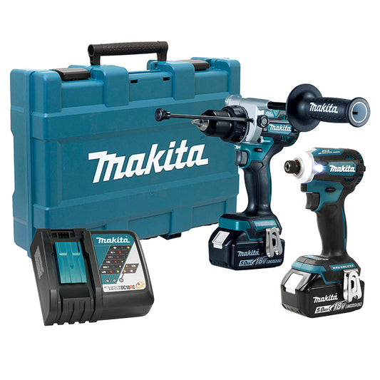 Makita DLX2411T, 18V LXT 2-Tool Combo Kit 5.0Ah Kit (DHP486Z+DTD171Z)