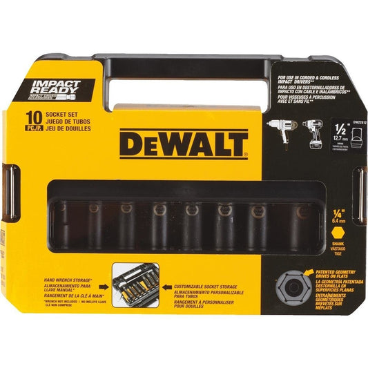 DEWALT DW22812, 10pc Impact Ready Socket Set (1/2'' Drive)