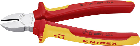 Knipex 70 06 180, Diagonal Cutter, Chrome, 1000V Insulated 7"