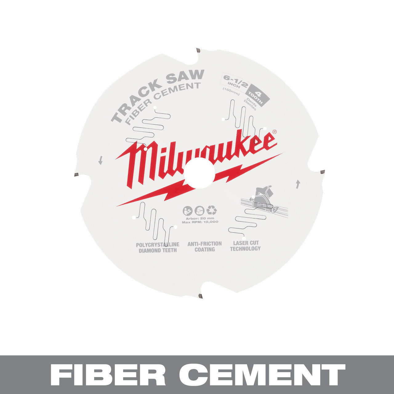 Milwaukee 48-40-0670, 6-1/2” 4T Fiber Cement Track Saw Blade