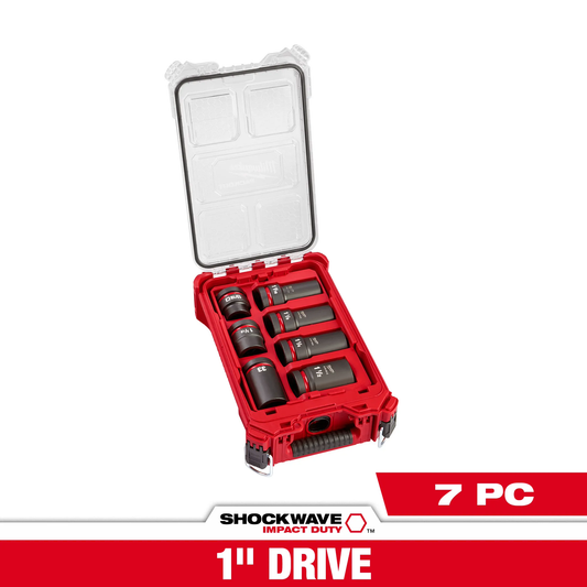 Milwaukee 49-66-7840, SHOCKWAVE Impact Duty™ 1” Drive 7PC MM & SAE Wheel Service Socket PACKOUT™ Set