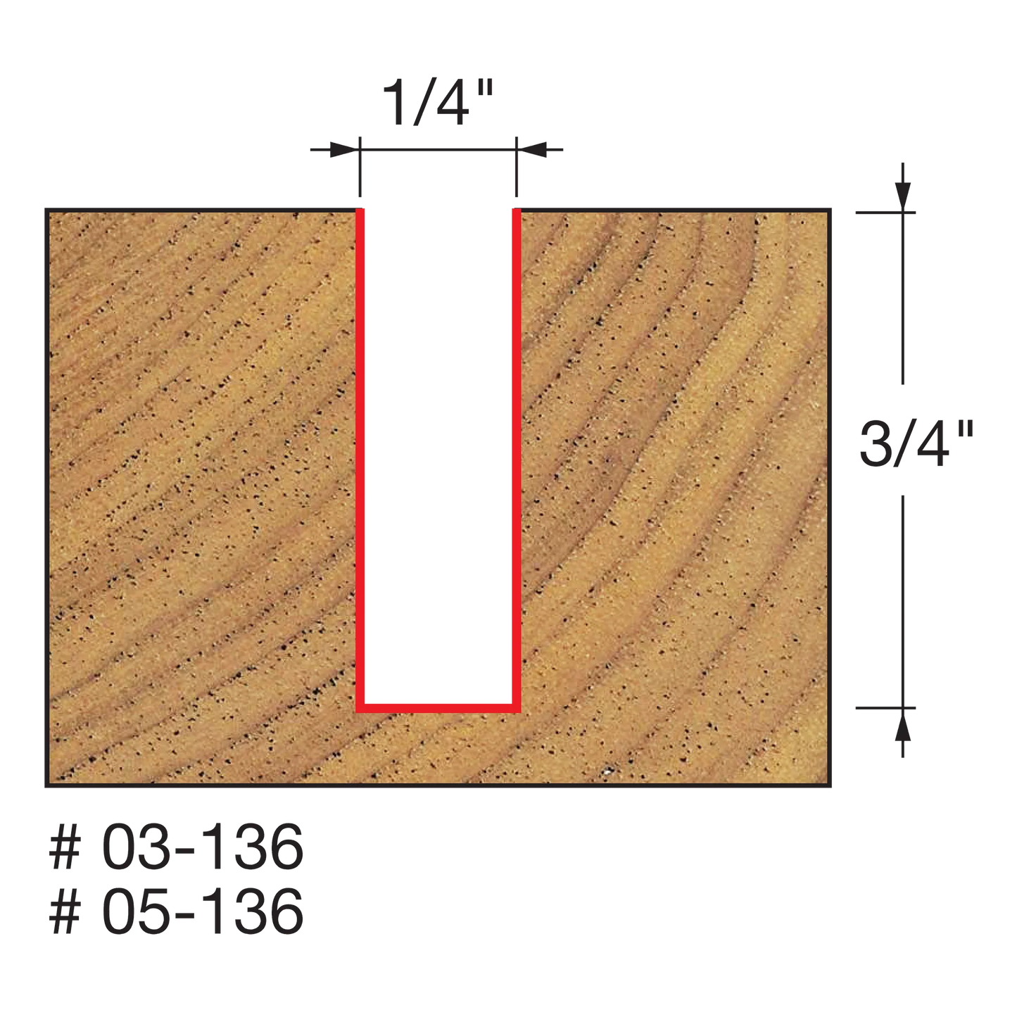 Freud 03-136, 1/4" Single Flute Straight Bit (1/4" Shank)