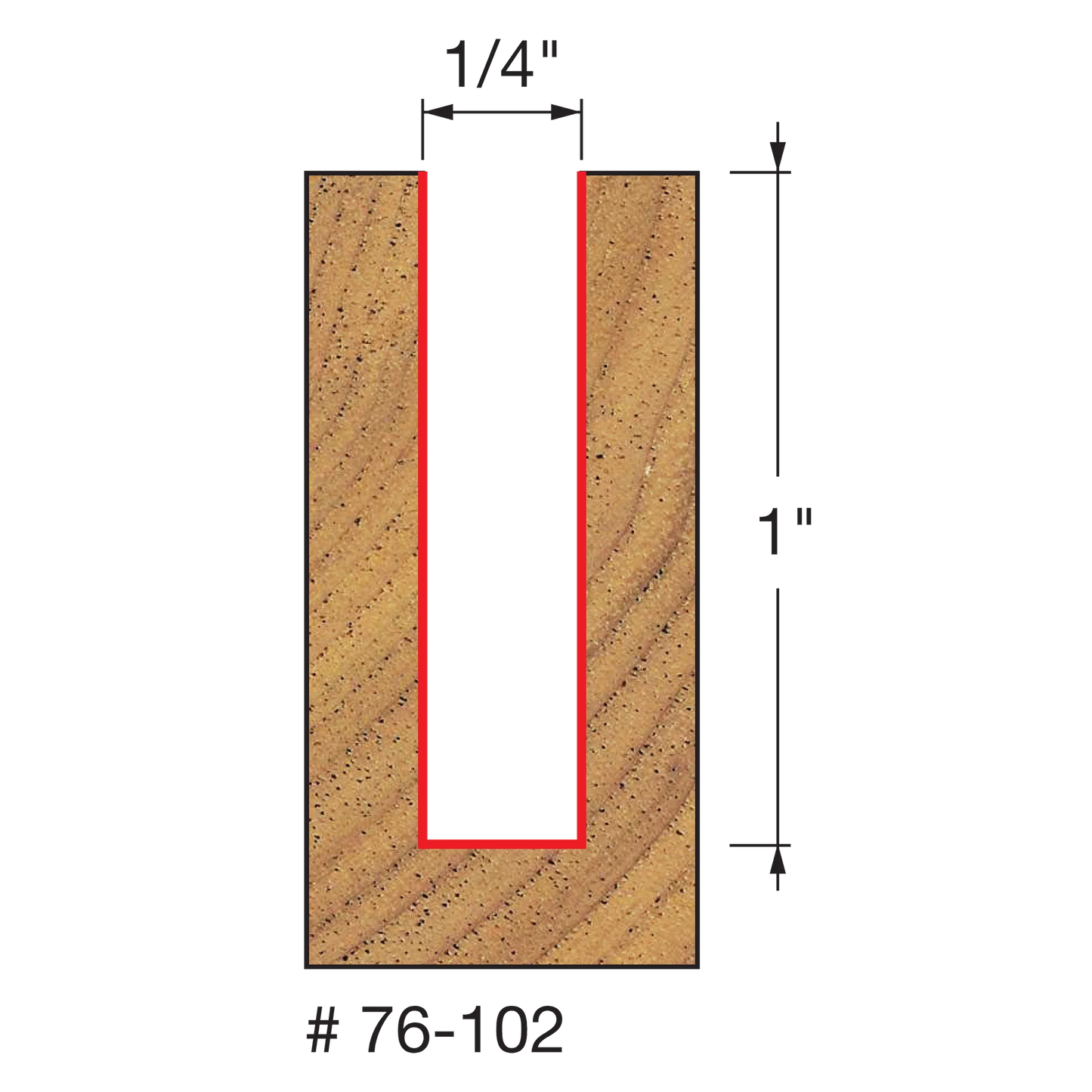 Freud 76-102, Carbide Router Bit - 1/4" x 1" x 2-1/2" OAL Down Spiral Bit (1/4" Shank)