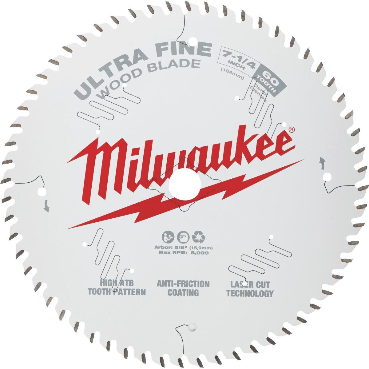 Milwaukee 48-41-0730, 7-1/4" 60T Ultra Fine Finish Circular Saw Blades Bulk 10