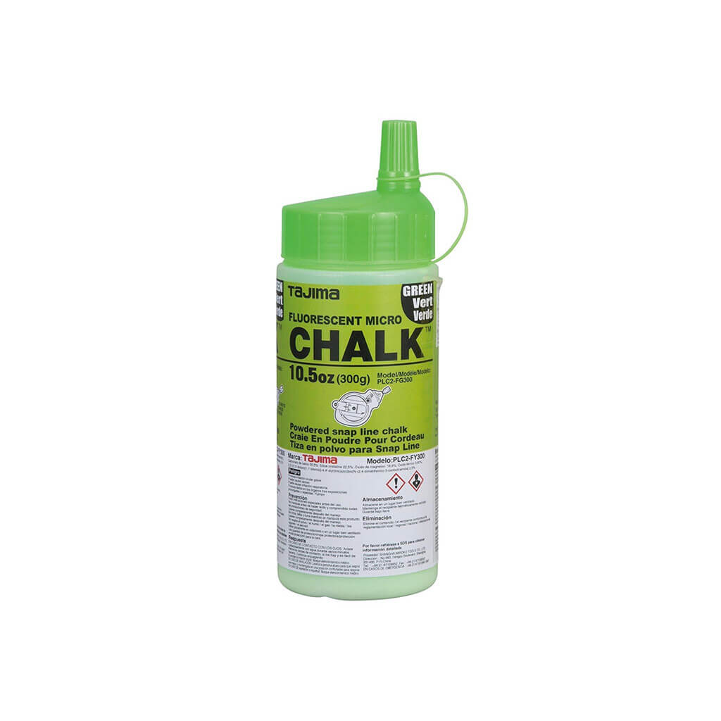 Tajima PLC2-FG300, Micro Chalk, ultra-fine chalk, fluorescent green, easy-fill nozzle, 300g / 10.5 oz.