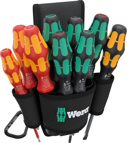 Wera 05136032001, 9620 Belt Bag Set 1, Screwdriver Set, 10 Pieces