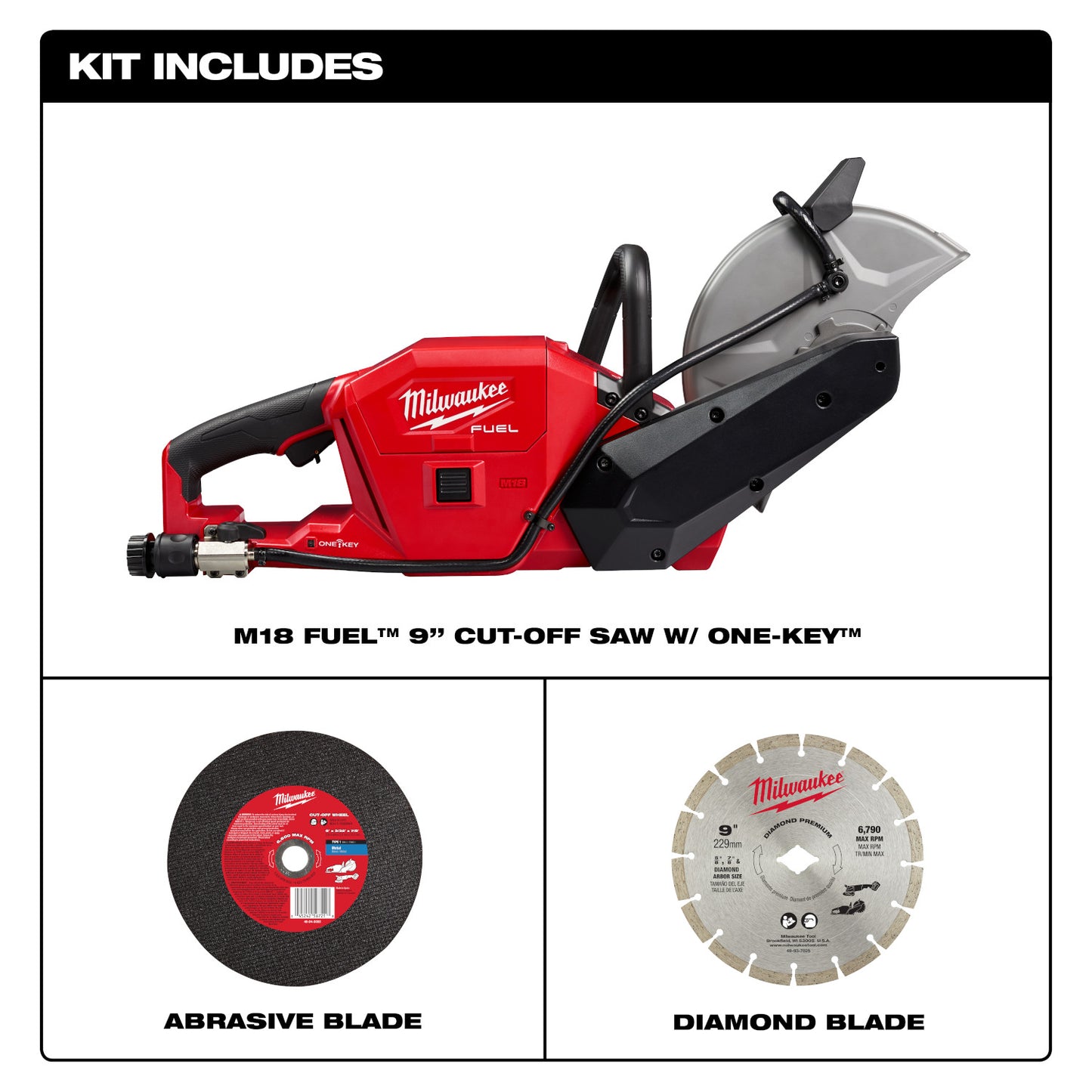 Milwaukee 2786-22HD, M18 FUEL 9" Cut-Off Saw Kit (12.0 Ah x 2)