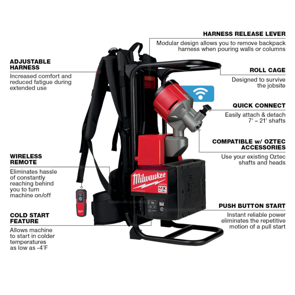 Milwaukee MXF371-2XC, MX FUEL Brushless Cordless Backpack Concrete Vibrator Kit