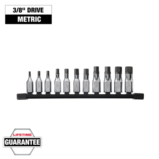 Milwaukee 48-22-9543, 11pc 3/8" Drive Hex Bit Socket Set - Metric