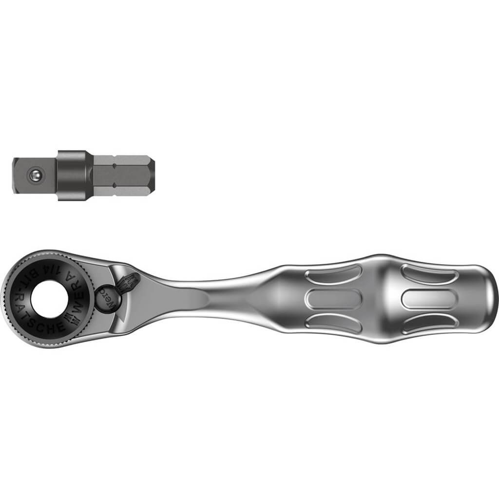 Wera 05073230001, 8001 A ZYKLOP MINI 1 BIT RATCHET ¼" SB WITH ¼" DRIVE, 2 PIECES