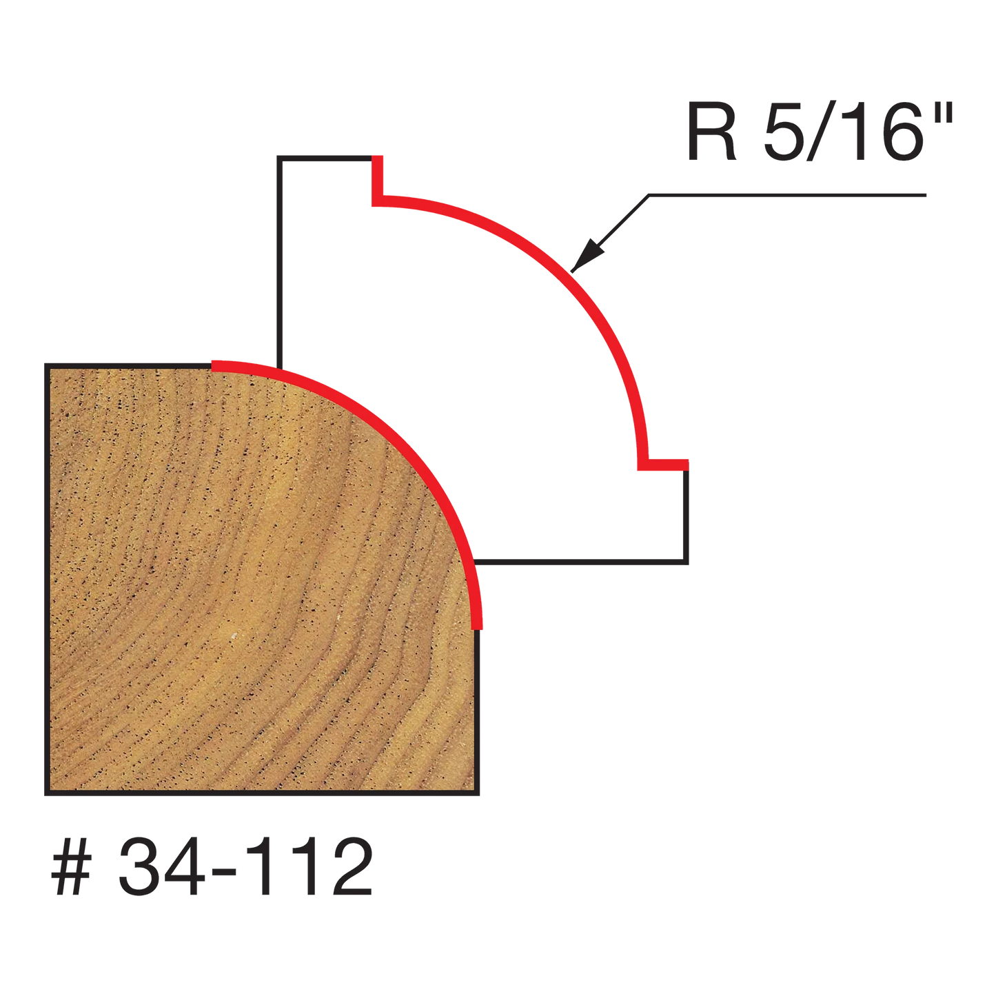 Freud 34-112, 5/16" Rounding Over Bit (1/4" Shank)