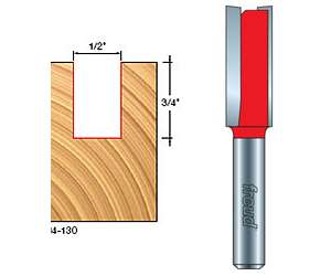 Freud 04-130, 1/2" x 3/4" Double Flute Straight Router Bit (1/4" Shank)