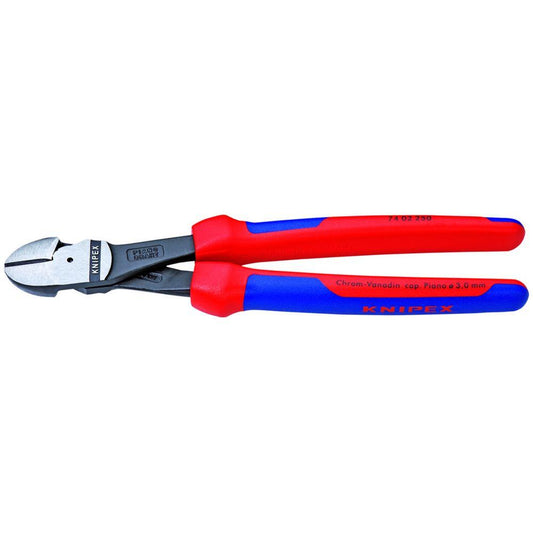 Knipex 74 02 250T BKA, High Leverage Diagonal Cutters-Comfort Grip-Tethered Attachment