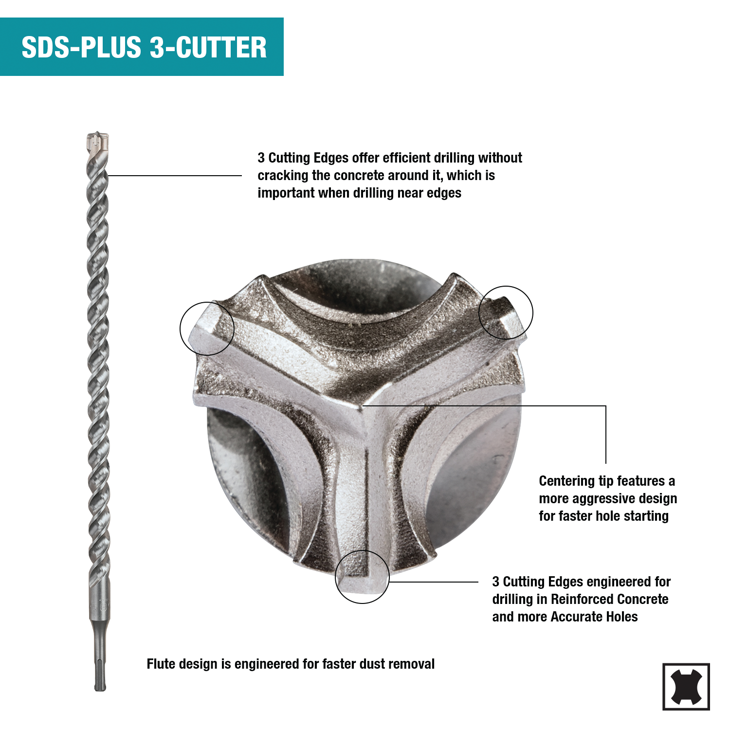 Makita B-61298, SDS-PLUS TCT PREM 3C BIT ASSORTED 5/KT