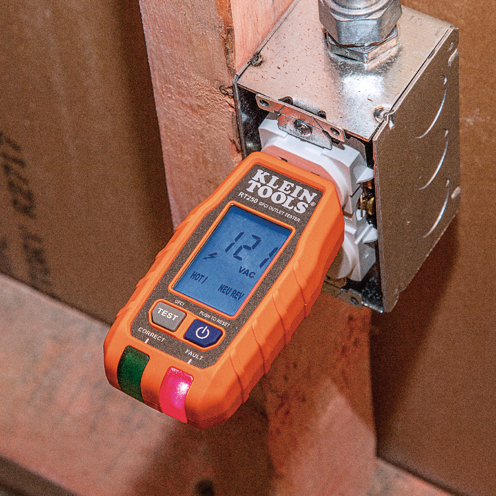 Klein Tools RT250, GFCI Receptacle Tester with LCD