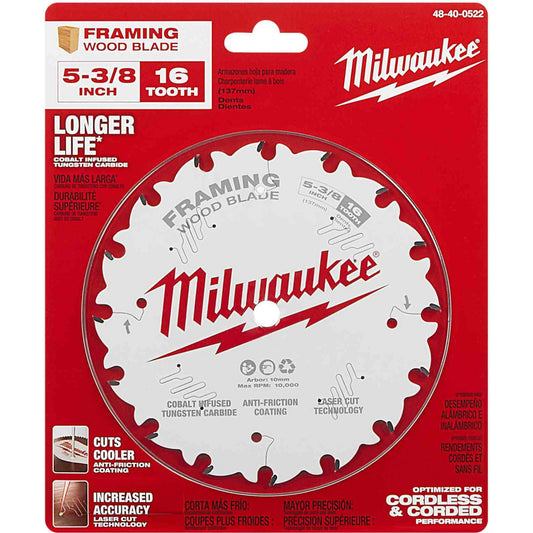 Milwaukee 48-40-0522, 5-3/8" 16T Framing Circular Saw Blade