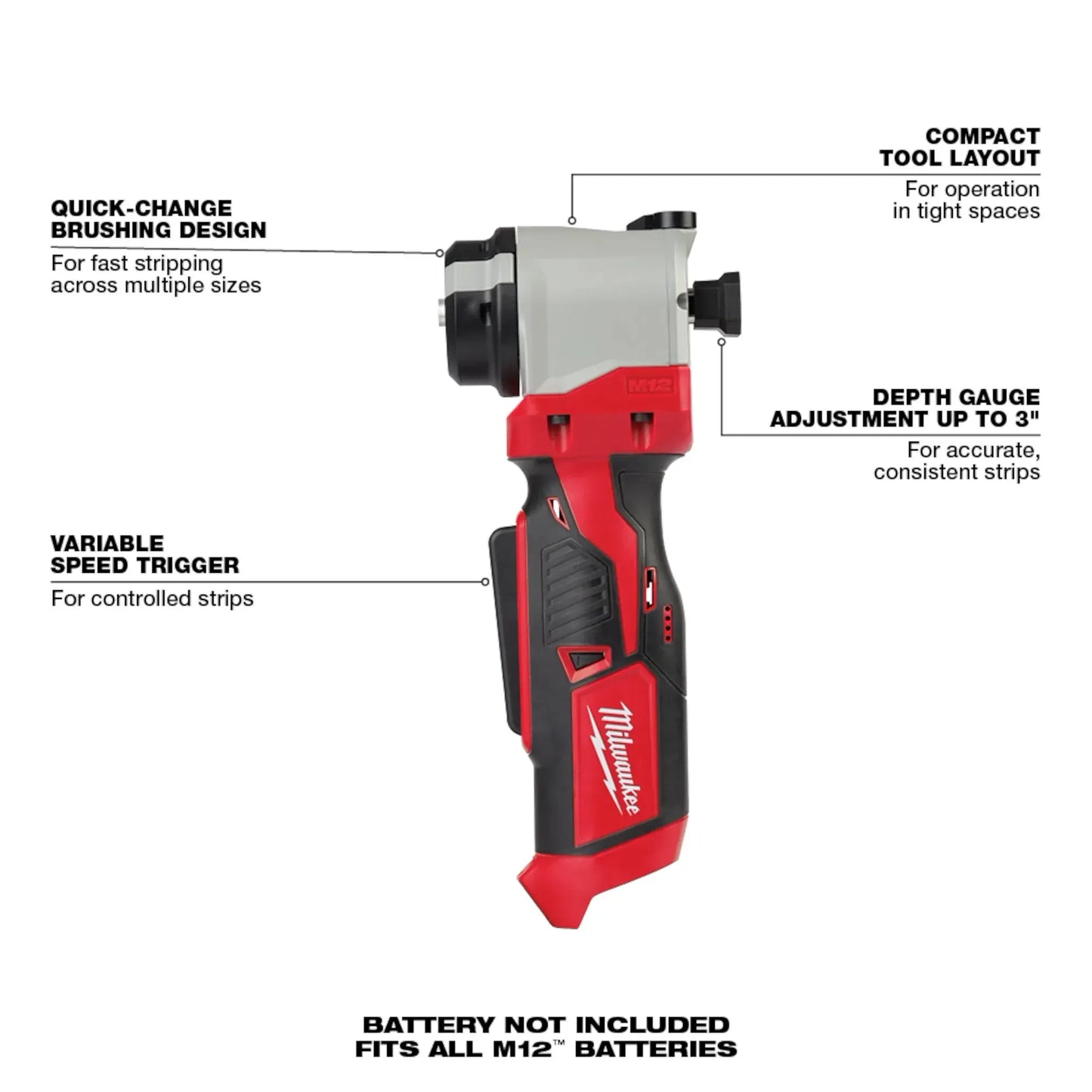 Milwaukee 2435-20, M12 Cable Stripper (Tool Only)