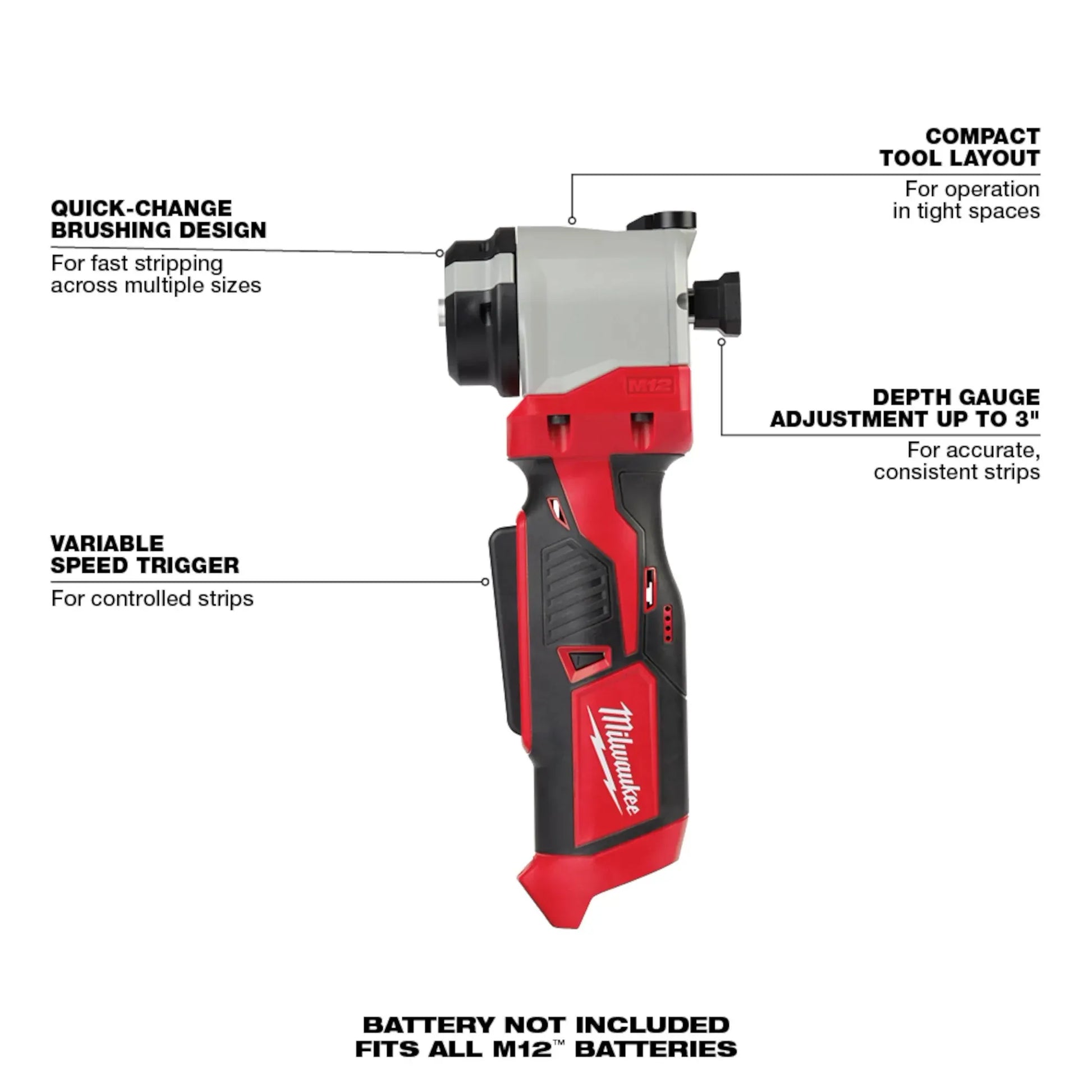 Milwaukee 2435-20, M12 Cable Stripper (Tool Only)
